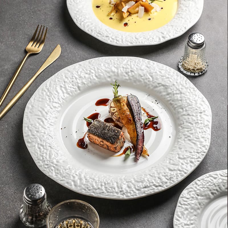 Hotel Restaurant Banquet Tableware Plate Pure White High-End Western Food Steak Plate Pasta Plate Ceramic Plate