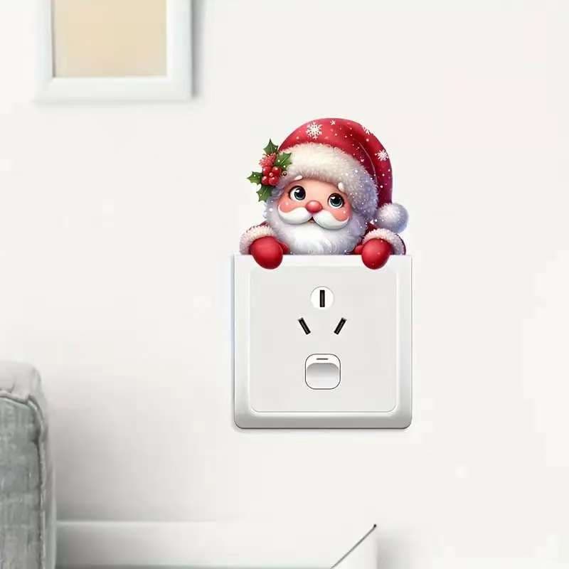 Cross-border TEMU new Christmas Santa bedroom entrance dormitory home decoration switch wall stickers wholesale