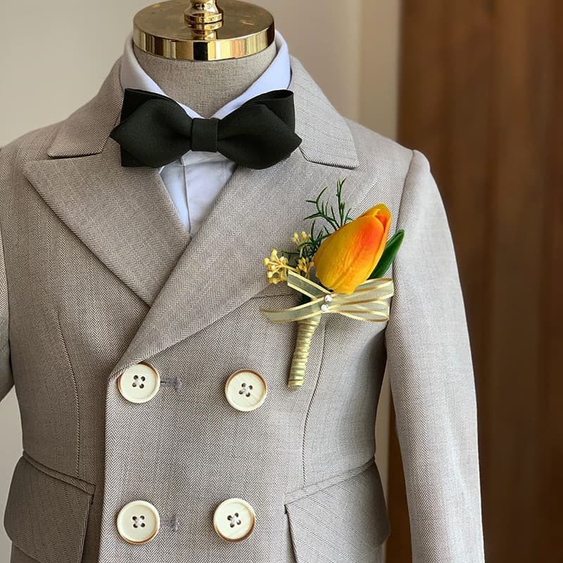 Children's Three-Piece Suit Set, Boy's Formal Tuxedo, European-American Flower Boy, Baby Boy's 1st Birthday Suit, Little Boy Suit Set