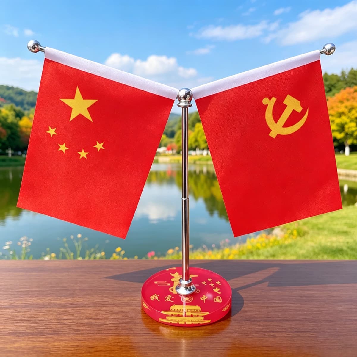 Creative Red Flag Car Ornament for Vehicle Interior Decoration, Small Red Flag for Office Desk and Conference Room Decoration