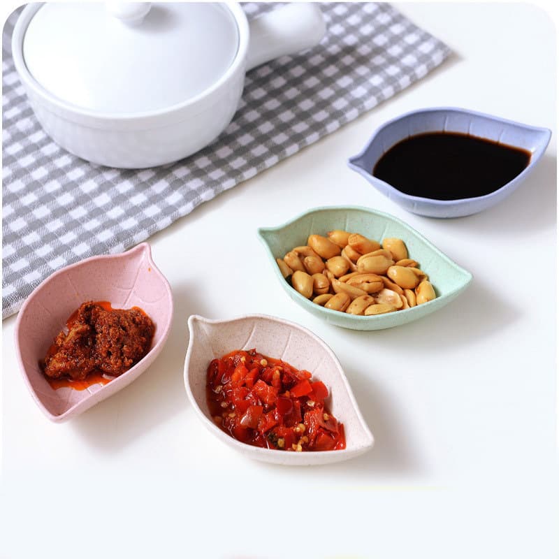 Creative condiment dish home kitchen wheat straw condiment dish plastic leaf-shaped pickle small dish tableware