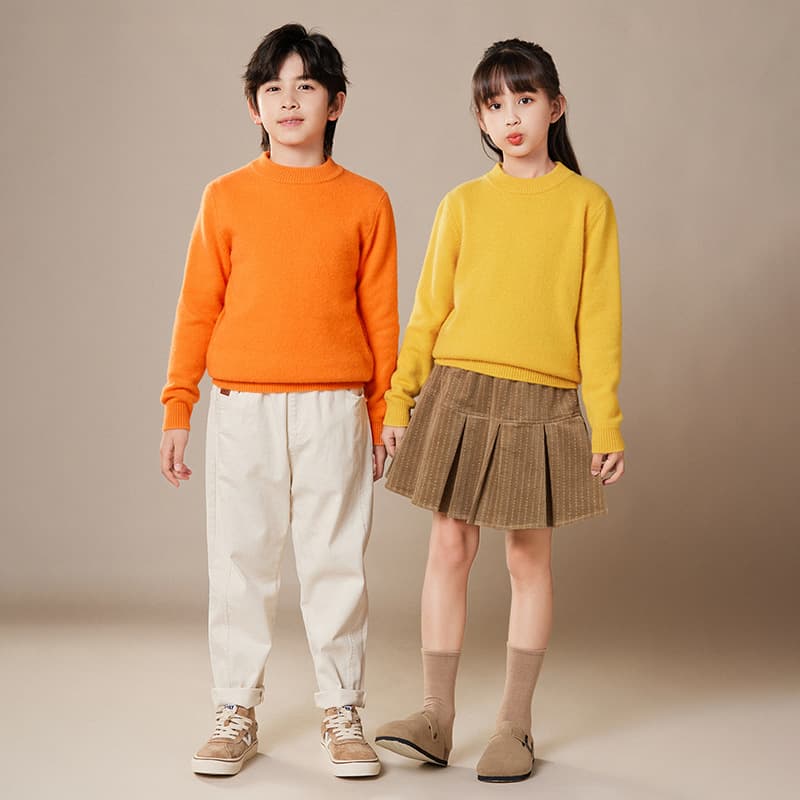 Cross-Border 2025 Autumn and Winter New 12-Stitch Unisex Children's Half-Turtleneck Base Sweater Candy Color Student