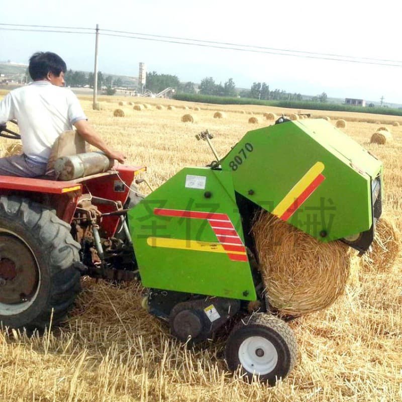 Small Four-Wheel Tractor-Mounted Automatic Pickup Baler for Agricultural and Pasture Straw, Round Bale Packing Machine