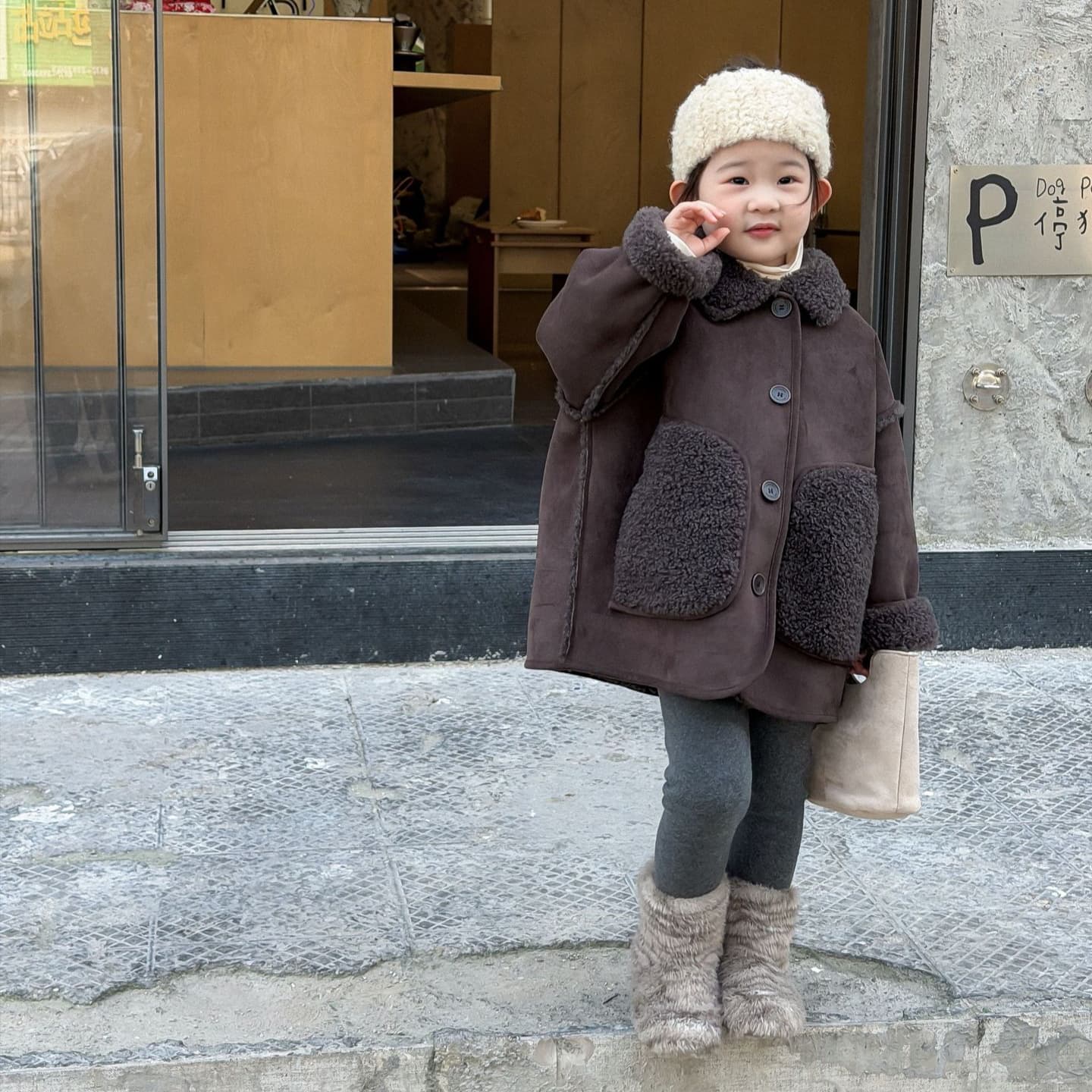 2025 Winter New Children's Clothing, Korean Style, Girls' Lambswool Suede Coat, Winter Outerwear