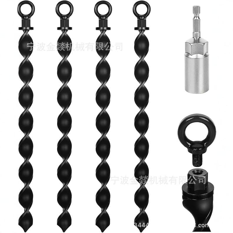 18-inch screw-in ground anchor, 4-piece heavy-duty spiral shed anchor kit, portable home anchor, trampoline ground anchor