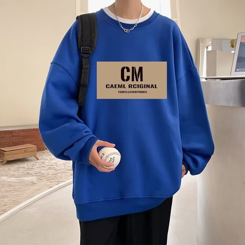 Sports suit men's 2024 spring and autumn round neck men's sweatshirt versatile and handsome set with casual round neck two-piece set