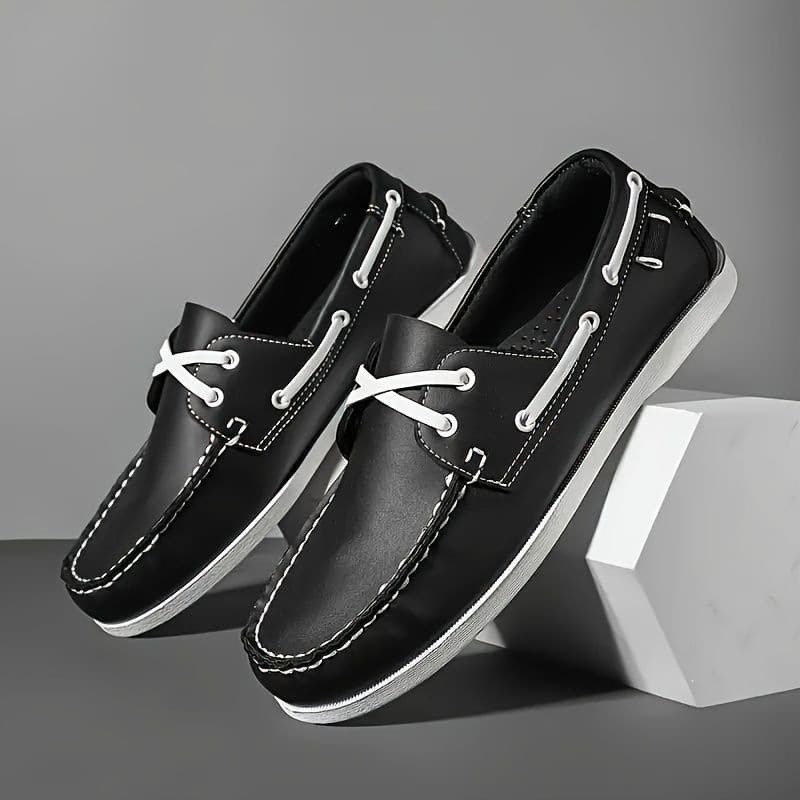 Men's Loafers Driving Shoes Business Casual Leather Shoes Slip-On Retro Boat Shoes