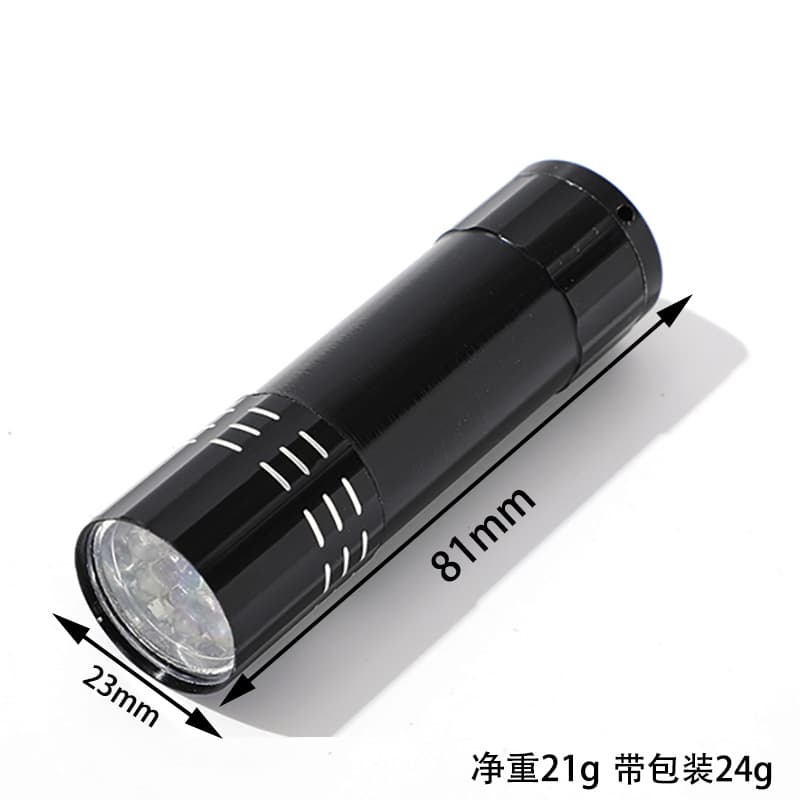 Unis 9-LED Aluminum Flashlight Anti-Counterfeit Currency Detection Fluorescent Agent Inspection Lighting Multifunctional Classic UV Light