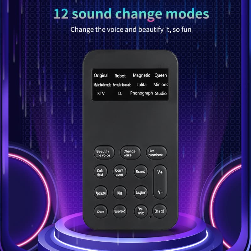 Factory Direct Voice Changer for Men and Women, Mobile Phone Voice Changer for PUBG, KTV, Gaming, Live Streaming Sound Card with One-Key Voice Enhancement