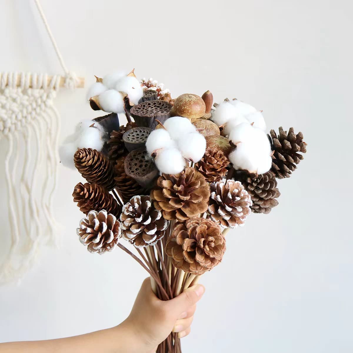 Pinecone Acorn Branch Dried Flower Bouquet Living Room Decoration Ornament DIY Materials Ins Style Natural Real Flowers