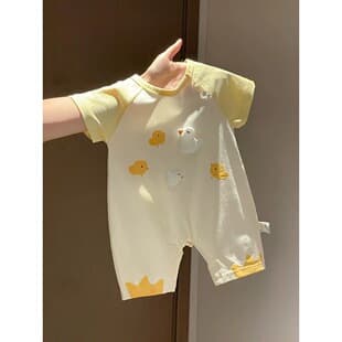 Pure cotton small month old going out clothes toddler boys and girls summer cute short sleeve romper infant summer bodysuit