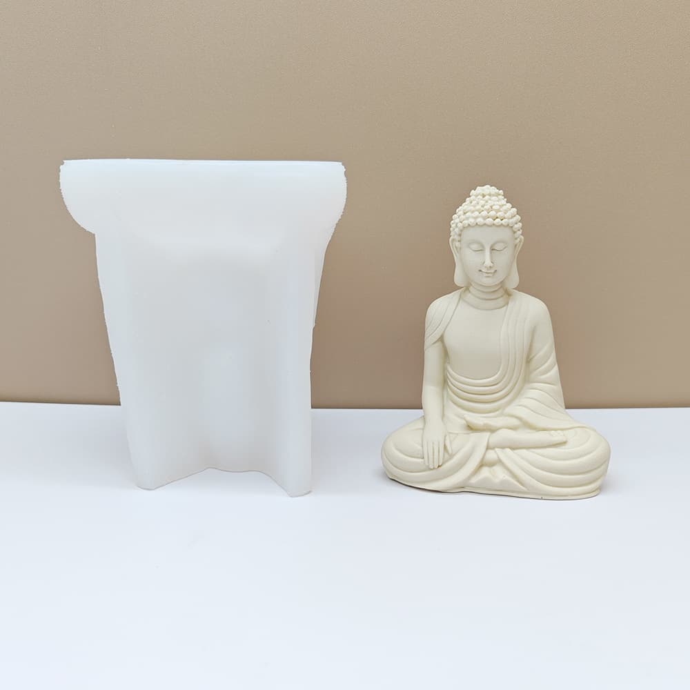 Large Buddha Statue Silicone Mold for Candle, Resin, Plaster, Concrete - Garden Decoration Craft Mold