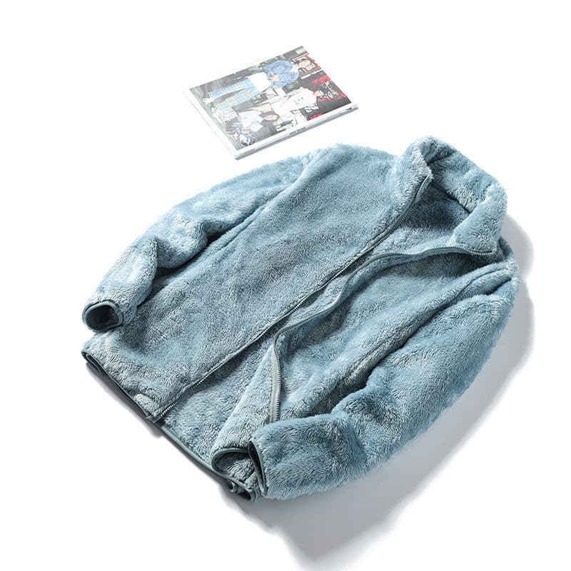 Coral Fleece Men's Polar Fleece Jacket Women's Top Outdoor Windbreaker Inner Layer Spring/Autumn/Winter Double-Sided Thickened Hoodie Cardigan