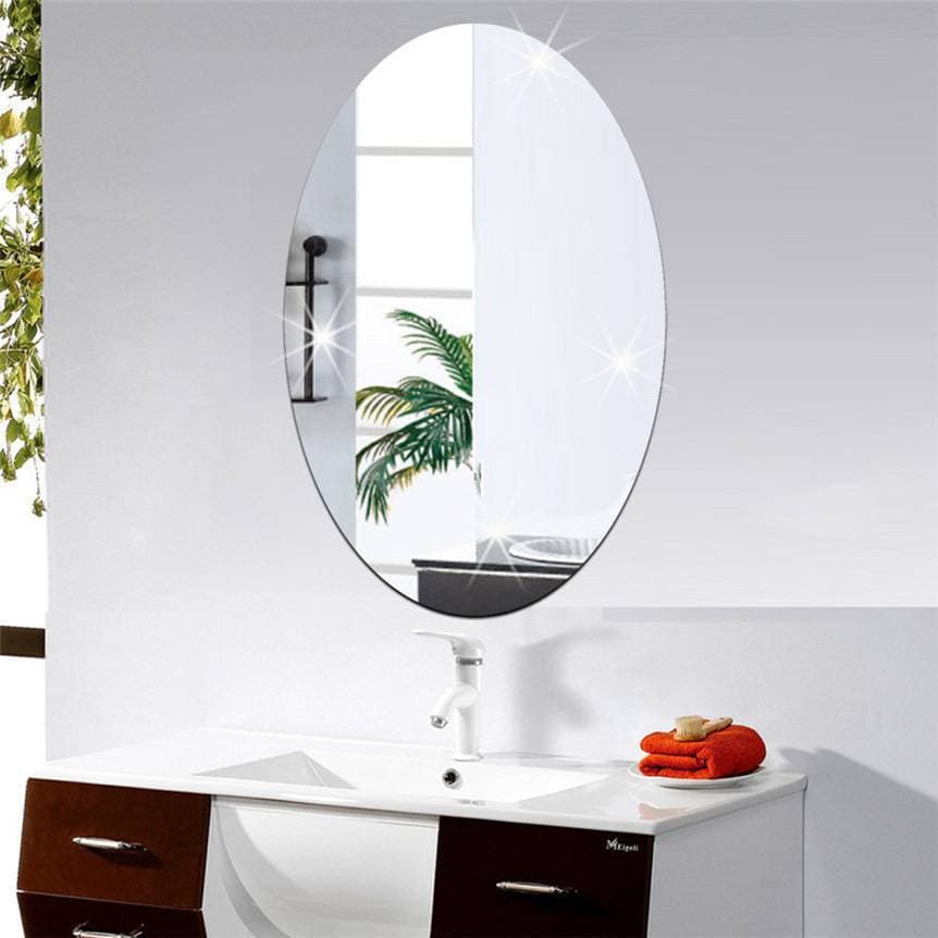 Self-adhesive Oval Acrylic Mirror Wall Sticker, High-definition Soft Mirror Film for Home Decoration
