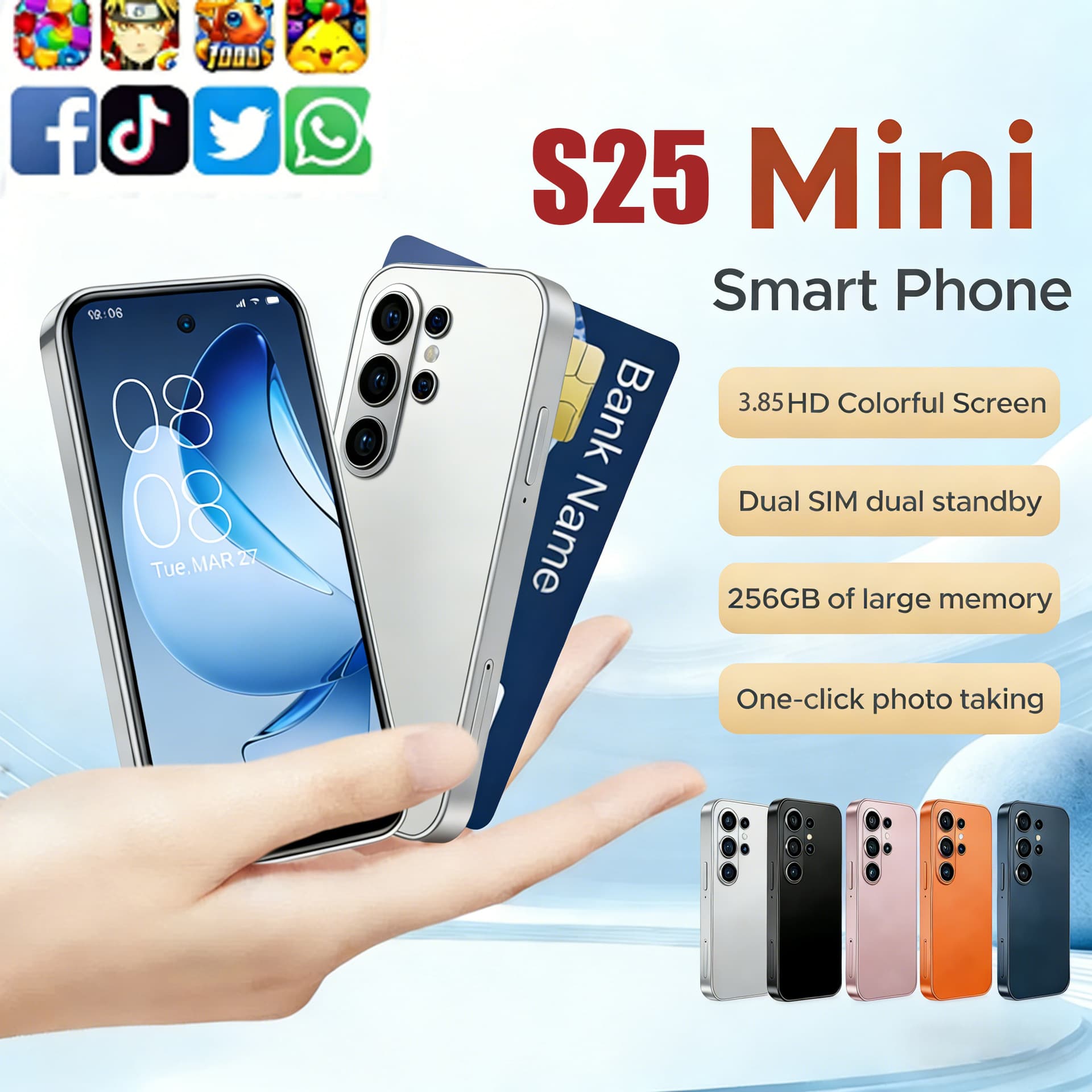 Factory S25mini Mini Smart Small Phone 4.0-inch HD Screen 4+64 In Stock S26Ultra Mini Phone