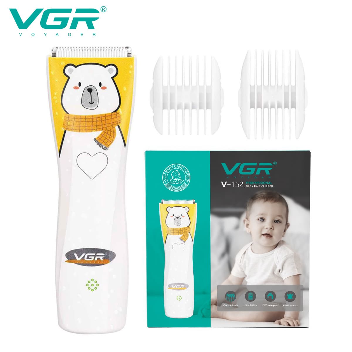 VGR152 cross-border compact hair clipper ceramic head electric clipper children's cartoon shaving household baby electric clipper