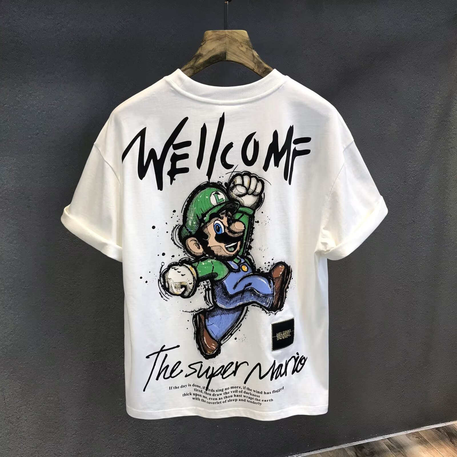 New Summer Cotton T-Shirt for Men, Korean Street Style, Versatile Casual Cartoon Print Short Sleeve Crew Neck Top