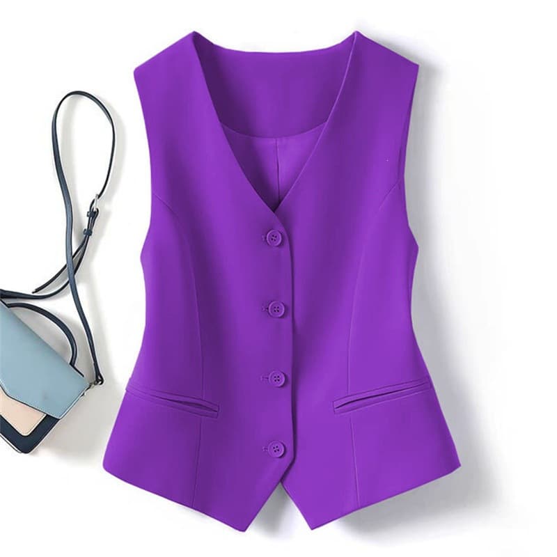 Women's Vest 2026 Spring/Fall New Slim Fit Layering Cardigan Purple Short Vest