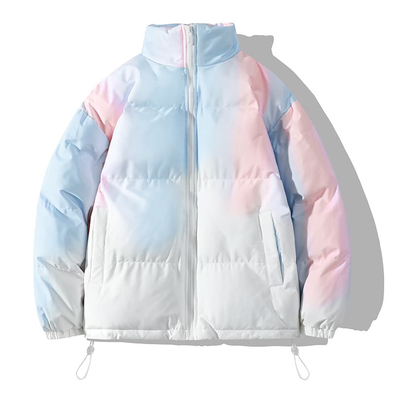 Hong Kong Style Cotton Jacket 2024 Men's and Women's Winter Tie-Dye Gradient Cotton Coat Loose Couple Versatile Cotton Padded Jacket