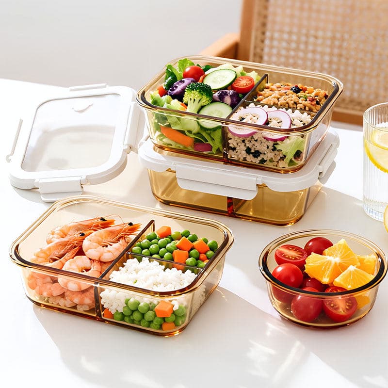 Fresh-Keeping and Microwave-Safe Glass Food Storage Box, Bento Box, Sealed Container, Food-Grade, for Microwave Use