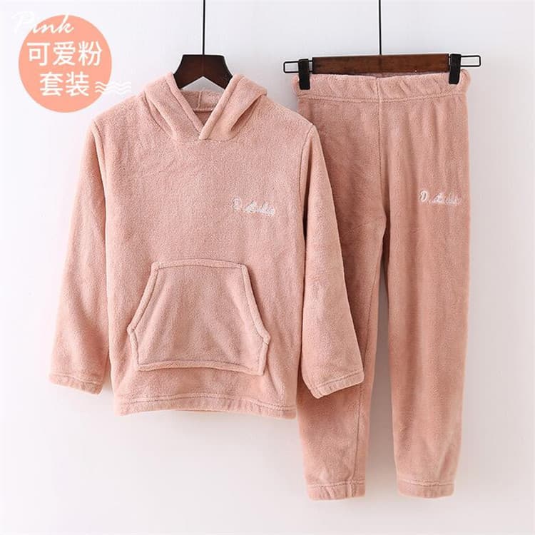 Factory direct sales of autumn and winter fleece-lined warm parent-child sets, coral fleece loungewear pajamas and sleep pants, children's warm sets.