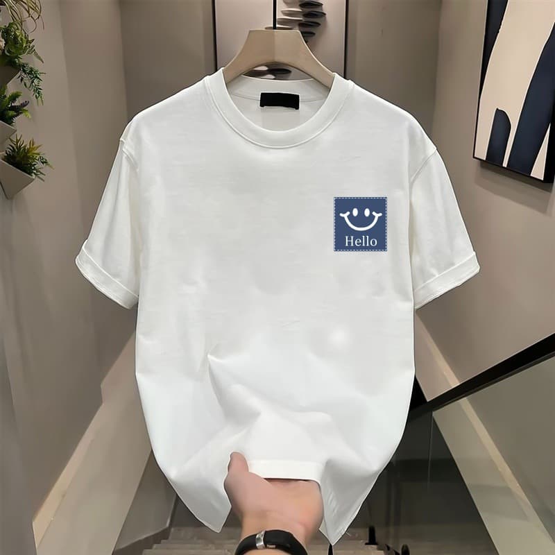 100% Heavyweight Pure Cotton White Short Sleeve T-Shirt for Men, Plus Size New Summer Cotton Couple Loose Top Crew Neck