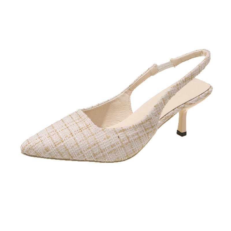 High Heel Covered Toe Sandals for Women 2024 Summer Stiletto Heel Pointed Toe Slip-On Single Shoes Wholesale Drop Shipping One-Piece Drop Shipping
