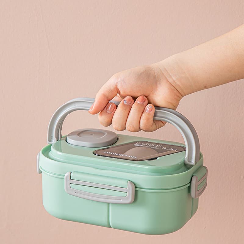 New Plastic Lunch Box Food-Grade Plastic Divided Bento Box Independent Three-Compartment Vegetable Salad High-Aesthetic Lunch Box