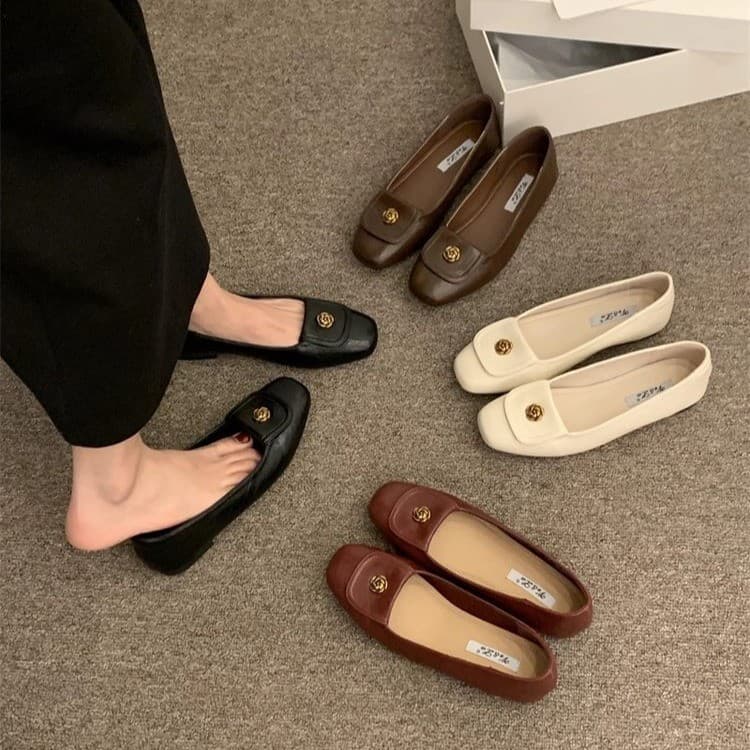 French Women's Designer Flat Shoes Loafers Slip-On Retro Shoes Spring Summer Chanel Style Red Flats