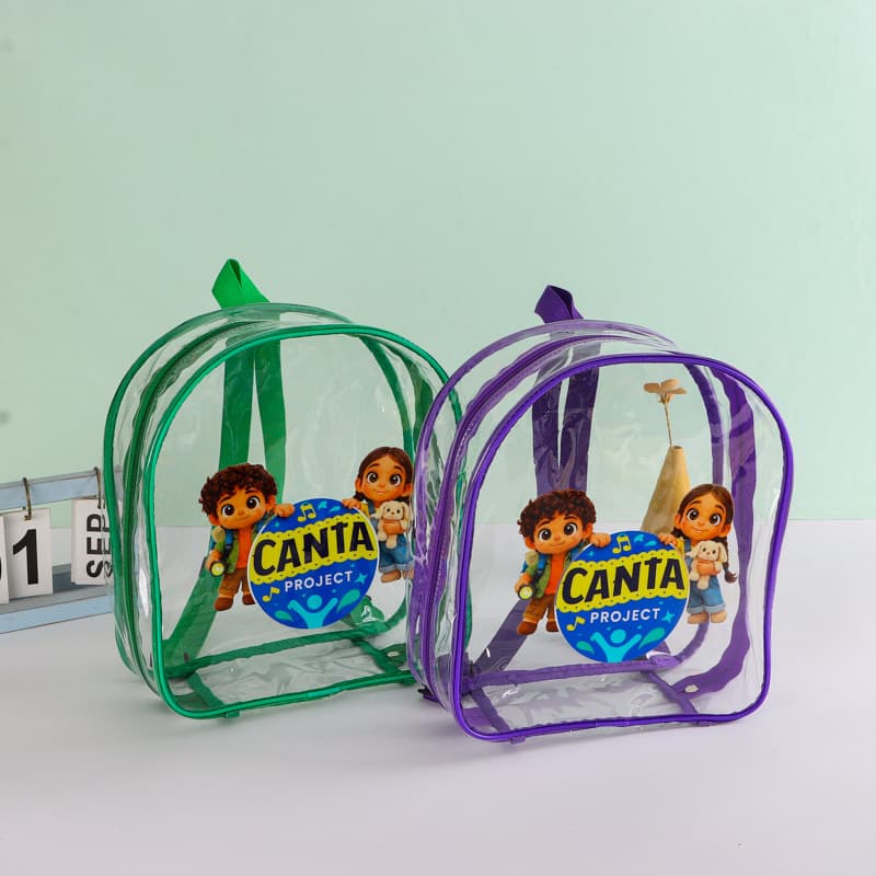 Transparent PVC backpack custom fashion children's school bag snack jelly storage bag portable waterproof zipper bag