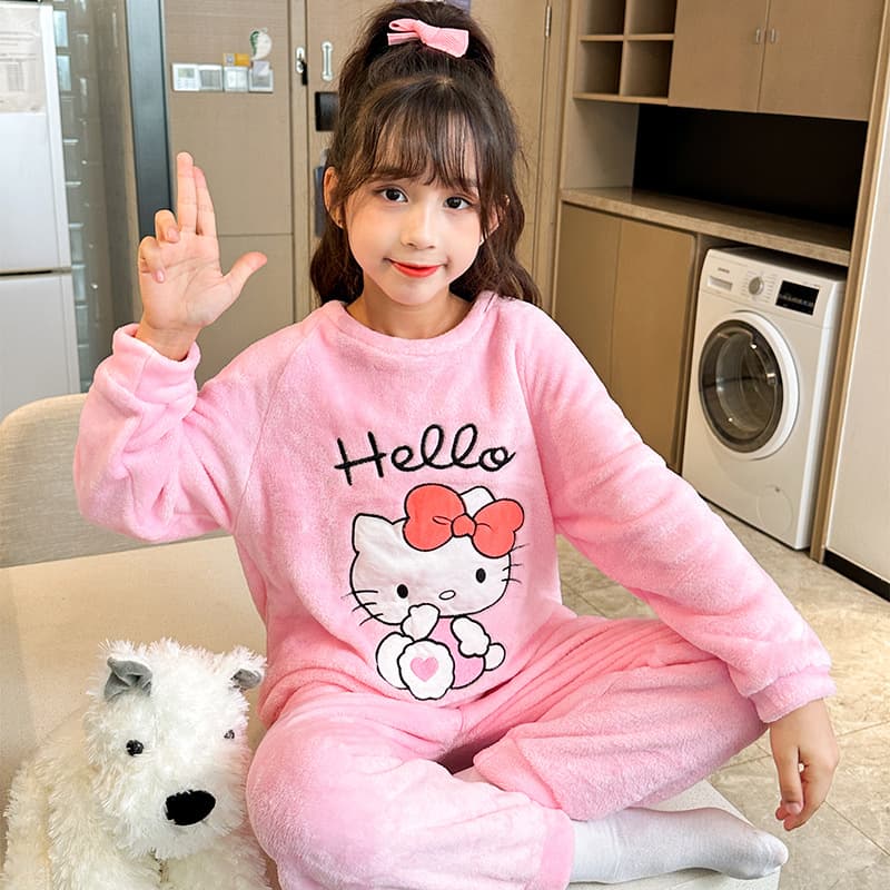 2025 Fall/Winter Kids Coral Fleece Pajamas Boys Winter Flannel Loungewear Girls Baby Set