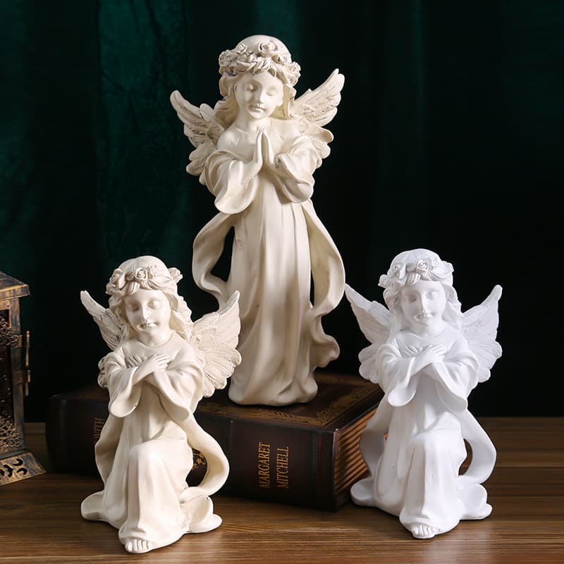 European Vintage Angel Figurine American Resin Plaster Statue Sculpture Little Angel Girl Desktop Decoration Prop