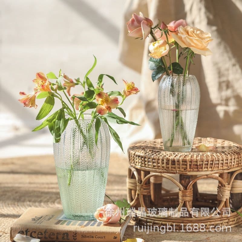 Wholesale Lantern Glass Vase European Style Transparent Colored Glass Vase Living Room Home Decoration Dried Flower Arrangement