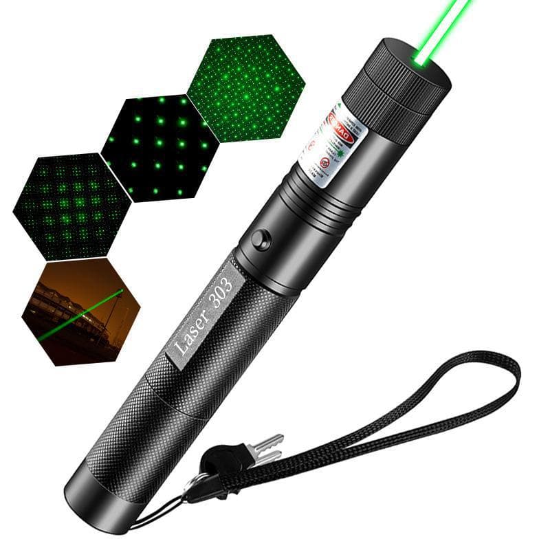 High-power 303 Laser Flashlight Outdoor Starry Sky Multi-pattern Long-range Focus Laser Light Educational Whip Handheld Torch