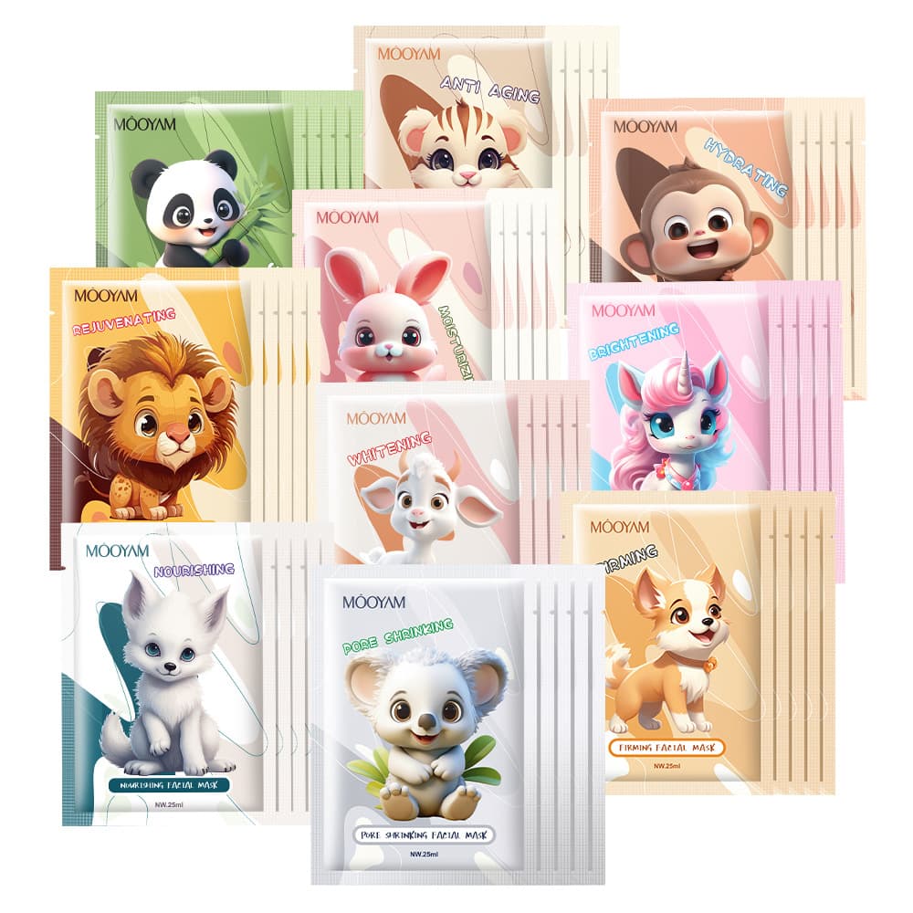 Cross-border Cute Cartoon Animal Mask Moisturizing and Repairing Full English Tablet Hyaluronic Acid Moisturizing Mask