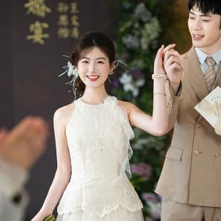 White Moonlight French-style Wedding Dress for Bride, White Dress for Marriage Registration, Travel Photography Light Wedding Dress