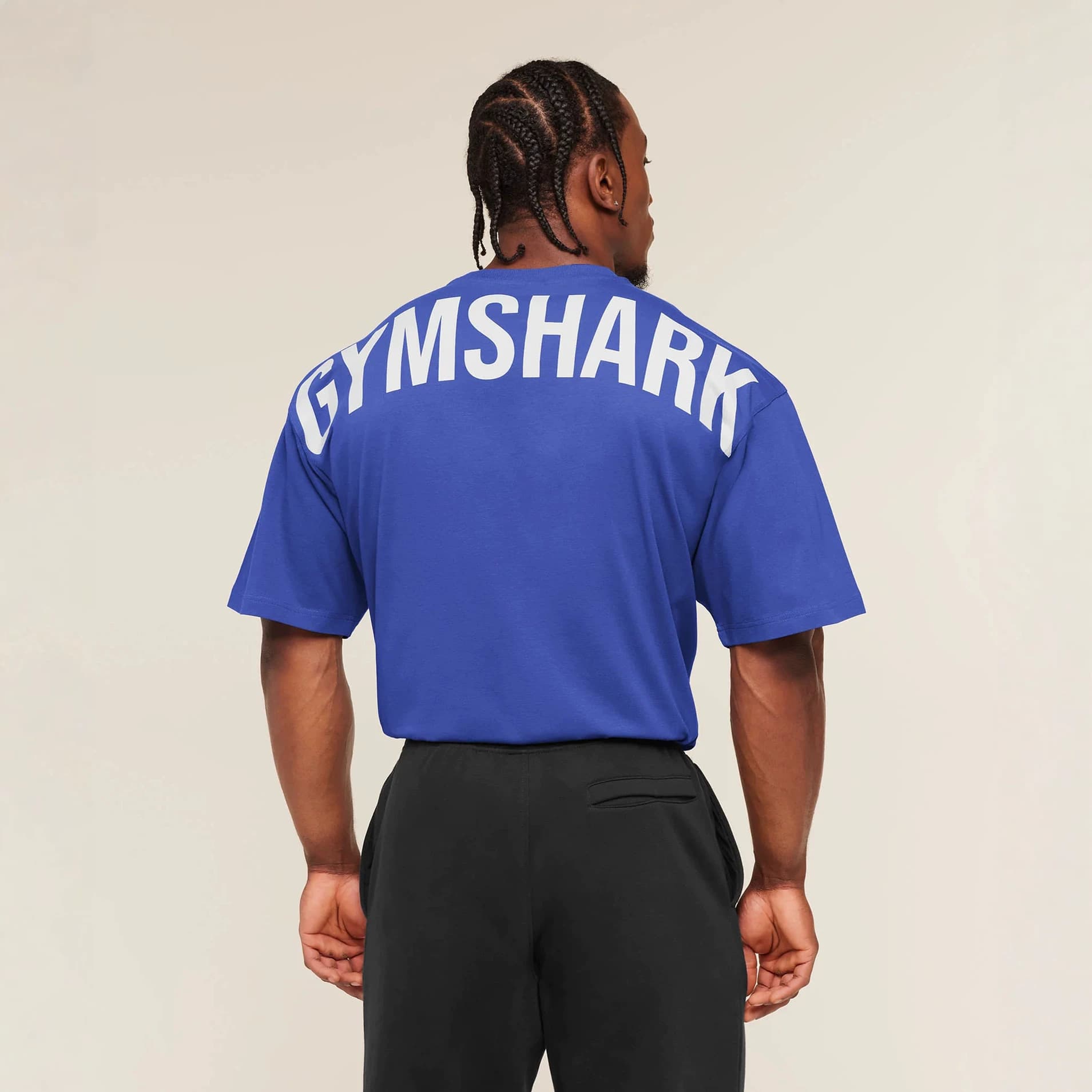 GYMSHARK Men's Oversized T-Shirt Summer Outdoor Sports Fitness Cotton Loose Fit Casual Short Sleeve Top