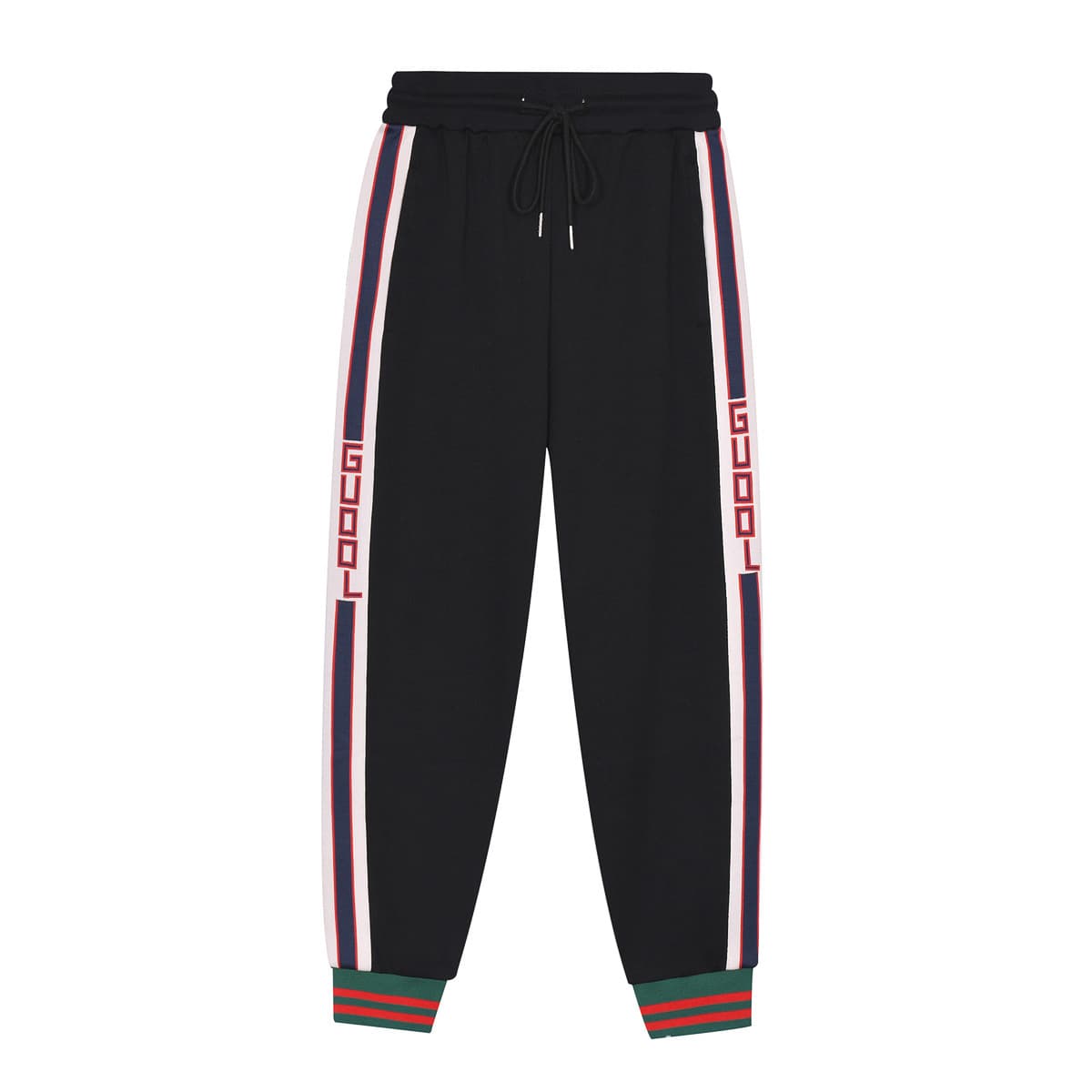 26SS Cross-border Trade GU Gucci Webbing Patch LOGO Casual Sweatpants for Men Correct Version D Home LV High Quality