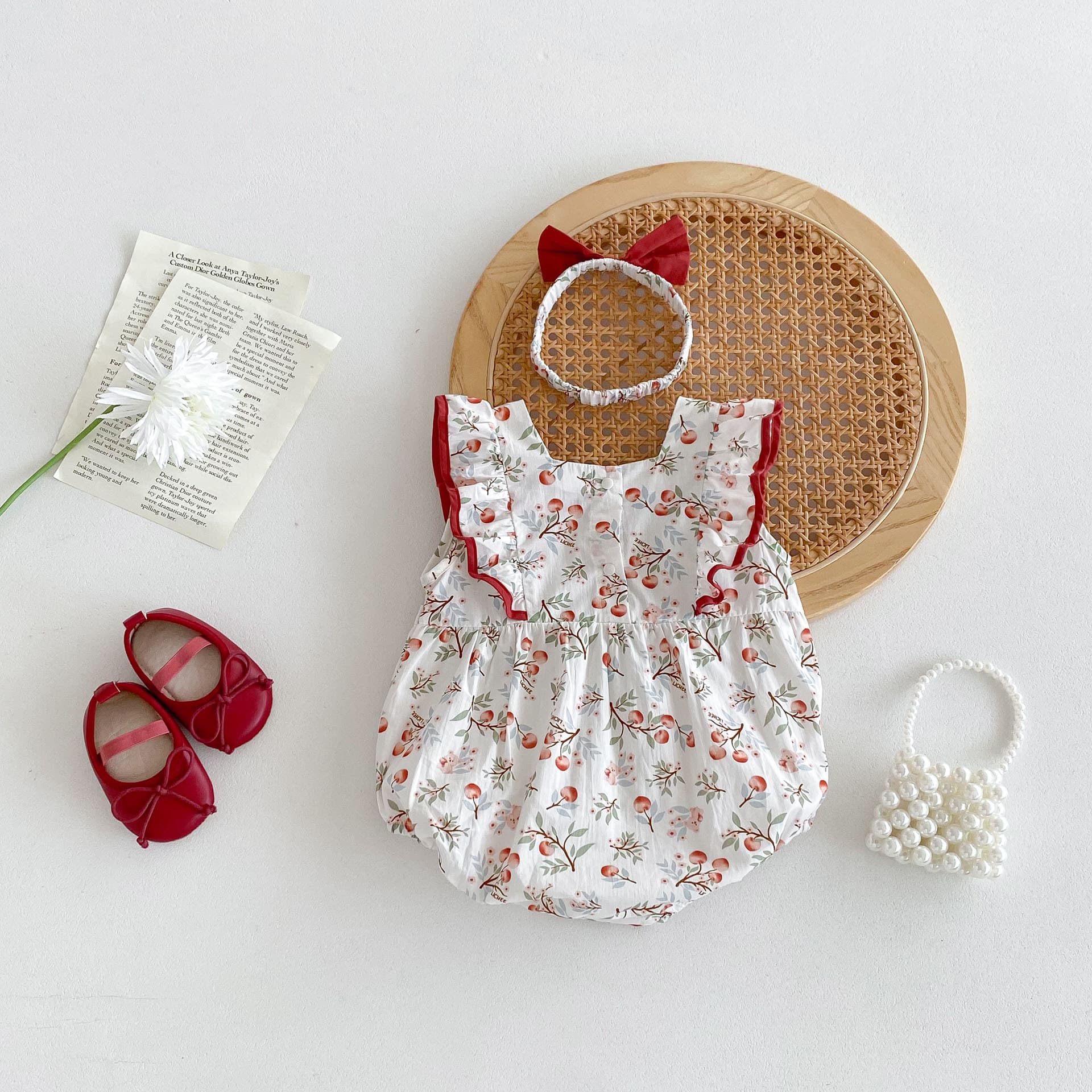 INS Baby Sleeveless Bodysuit Summer Thin Princess Garden Style Girl Newborn Romper