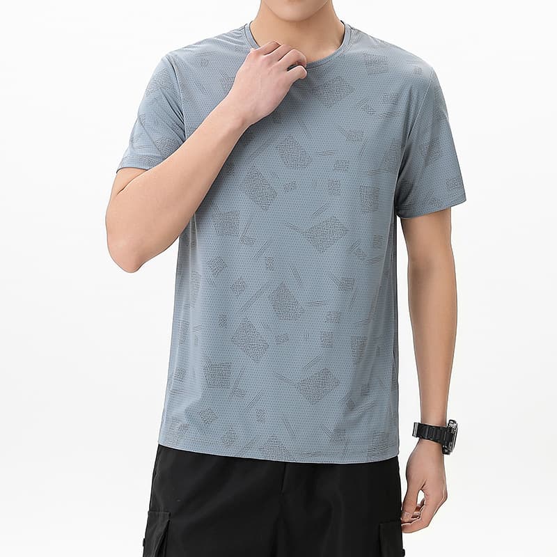 Ice Silk Short-Sleeved T-Shirt for Men 2026 New Summer Men's Sportswear Cool Quick-Drying Breathable Large Size Clothing