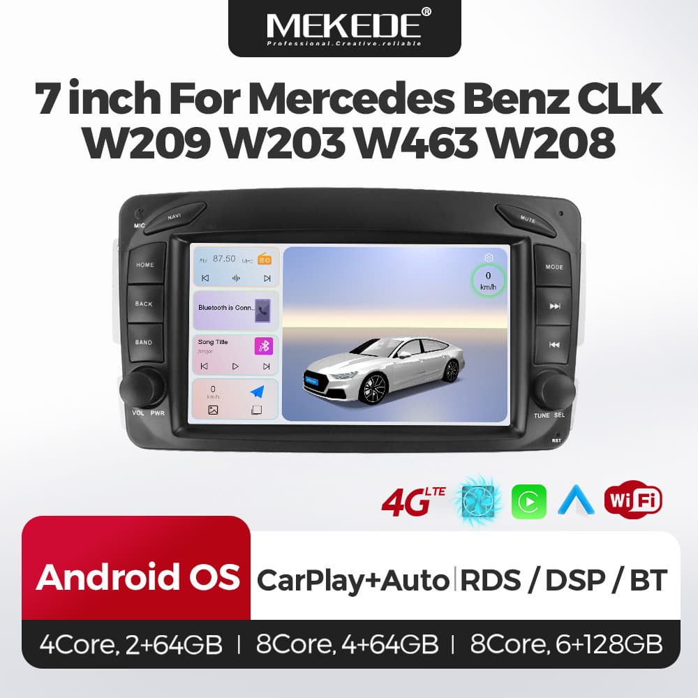 For Mercedes CLK W209 W203 W463 Upgrade 7-inch Android Rear View Bluetooth Carplay Navigation Screen