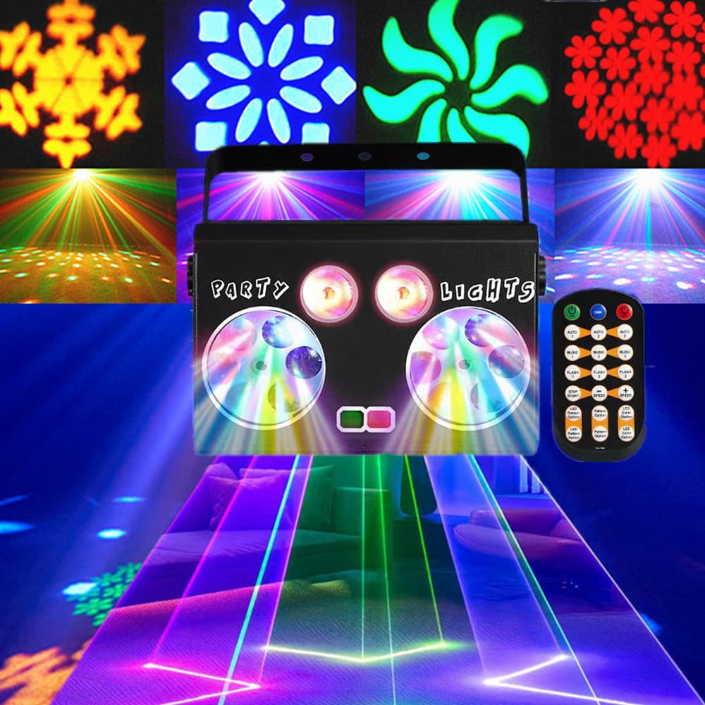 Cross-border Stage Lighting Laser Pattern Strobe Projector DMX Sound Control KTV Bar Disco Atmosphere Light