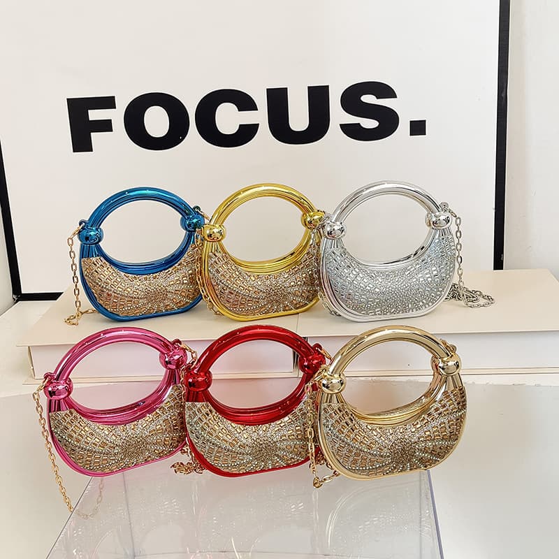 Fashion mini diamond-encrusted exquisite acrylic crossbody bag European and American fashion niche personality shoulder bag chain evening bag