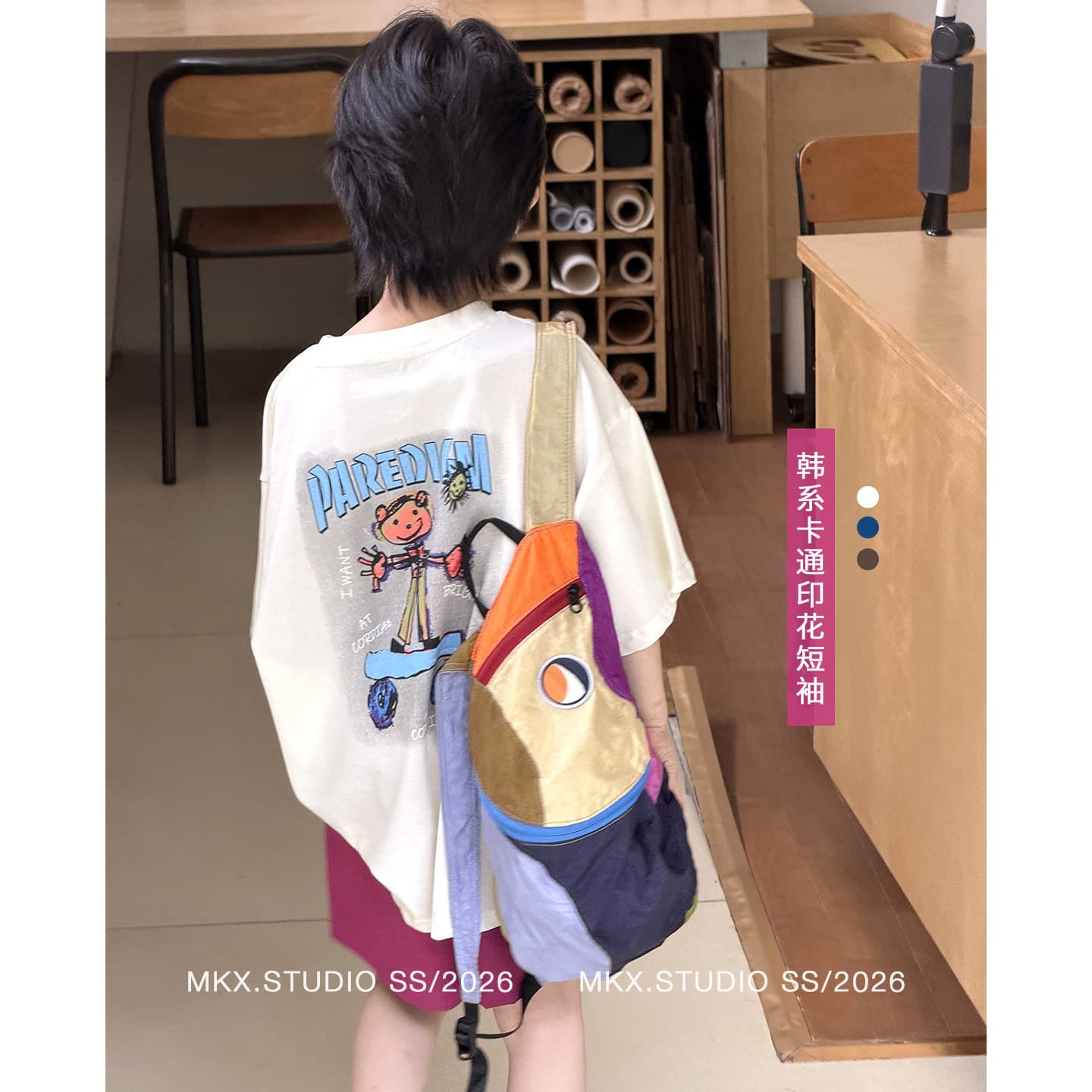 Maxi children's clothing children's short-sleeved boys' t-shirt summer 2026 new style medium and large children's summer pure cotton white top t
