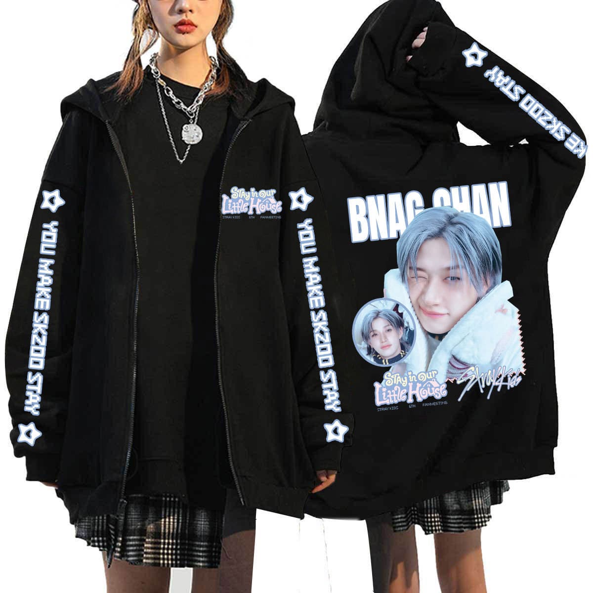 Stray Kids STAY in Our Little House Printed Hoodie Zip-Up Sweatshirt Wholesale