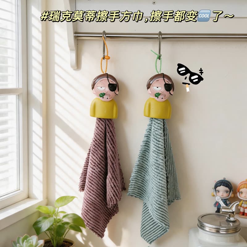 Cartoon Morty Hand Towel Hanging, Super Absorbent Thickened Bathroom Kitchen Towel, Children's Washcloth