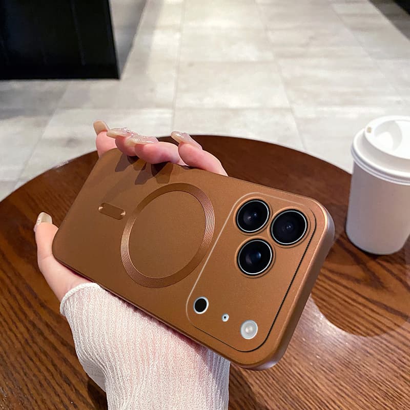 Compatible with iPhone 17 Pro Max Phone Case, Metallic Paint Magnetic Apple 16 Full Coverage Frosted TPU Soft Shell Protection