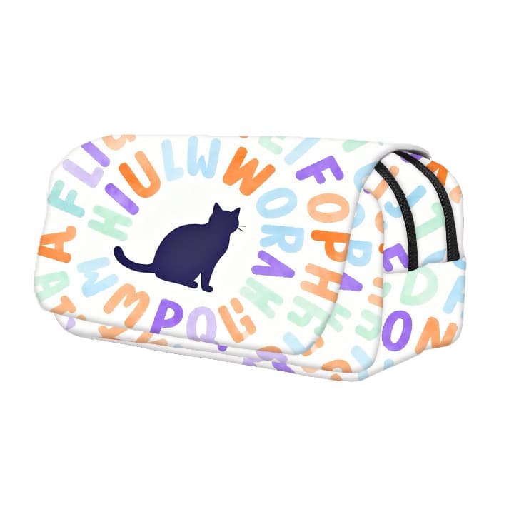 2025 Original Cat and Dog DIY Full Print Pencil Case Double-Layer Large Capacity Fabric Student 3D Pencil Case