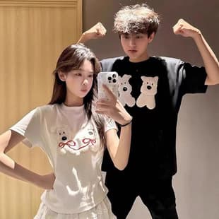 Summer Pure Cotton Short-Sleeve T-Shirt Couple Style Lazy Fit Unique Design Men and Women Top Student Streetwear Class Uniform
