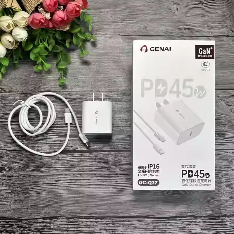 Genai GC-Q37 Phone Charging Kit Dual USB-C Set Compatible with iPhone 16 Series Fast Charging Models PD45W